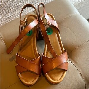 MIA Tan Cross-Strap Sandals